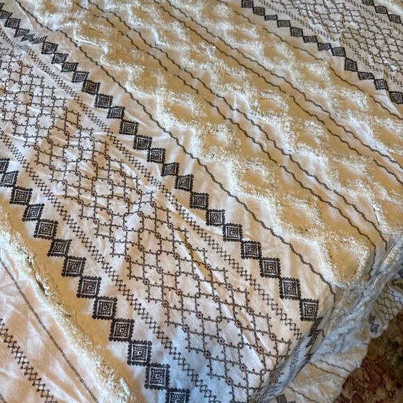 Luxury 3pc Ivory Cotton Geometric Print Duvet Decorative Shams, King Ink + Ivy - Picture 7 of 8